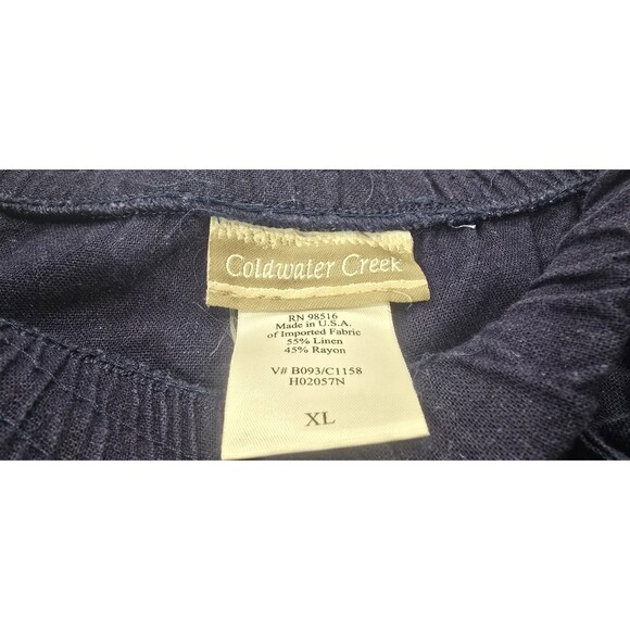 Coldwater Creek Womens 2-Piece Set Linen Tunic Top Crop Pants Blue Lagenlook XL - Picture 8 of 16